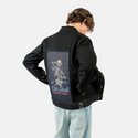 oldskullneverdies patch on male og denim jacket in raven