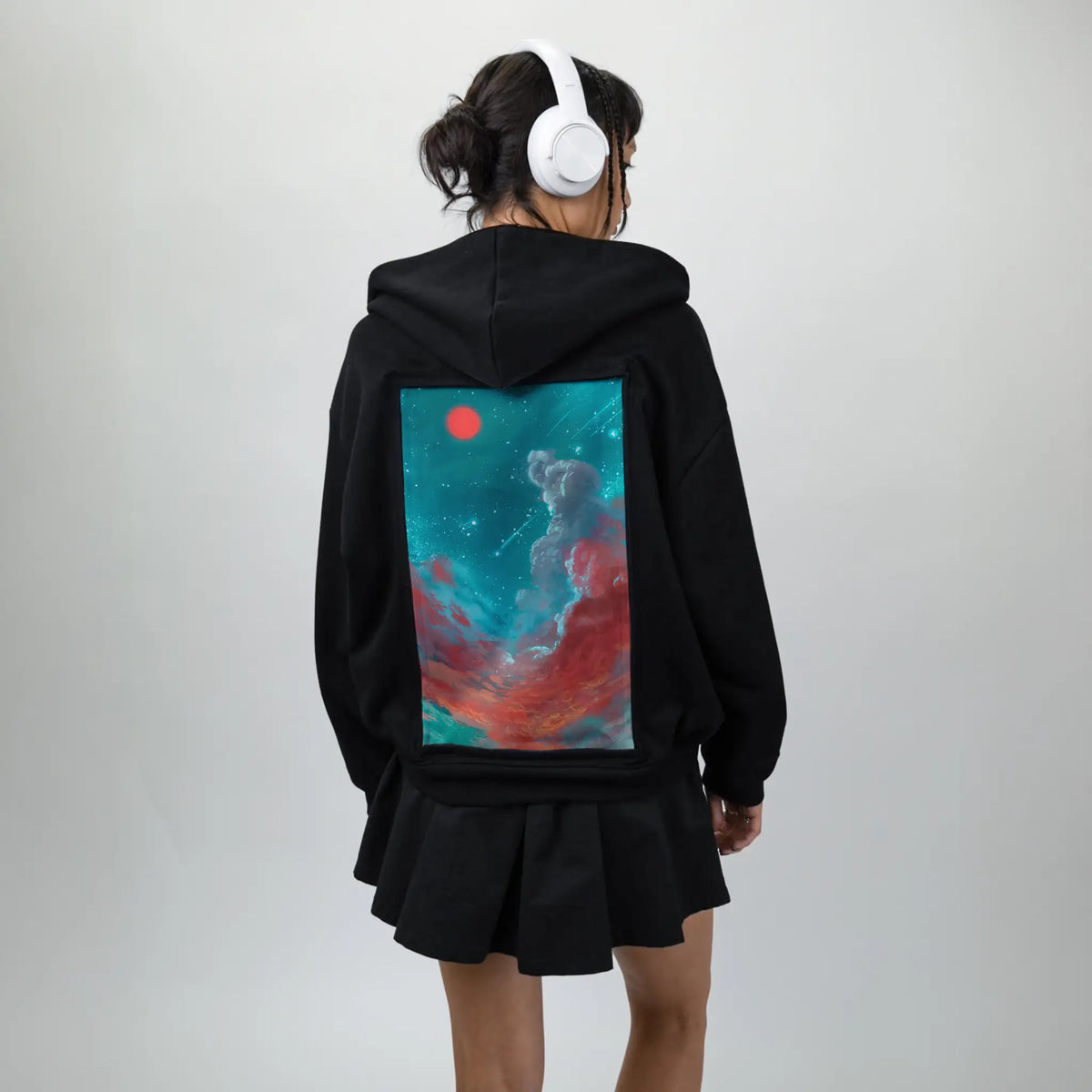onceuponadream patch on female essential zip hoodie in after hours