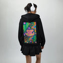 onedayatatime patch on female essential zip hoodie in after hours