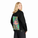 onedayatatime patch on female og denim jacket in raven