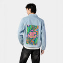 onedayatatime patch on male og denim jacket in oceanside