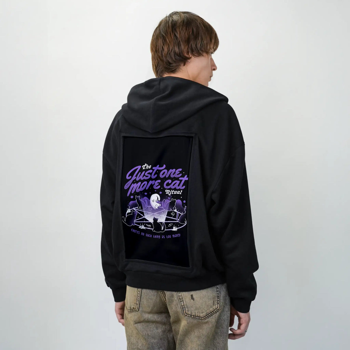 onemorecatritual patch on male essential zip hoodie in after hours