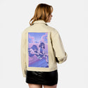 onemoretime patch on female atelier canvas jacket in tan