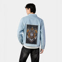 ophidia patch on male og denim jacket in oceanside