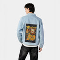 orangehenshin patch on male og denim jacket in oceanside
