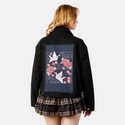 origamicrane patch on female atelier canvas jacket in nightfall