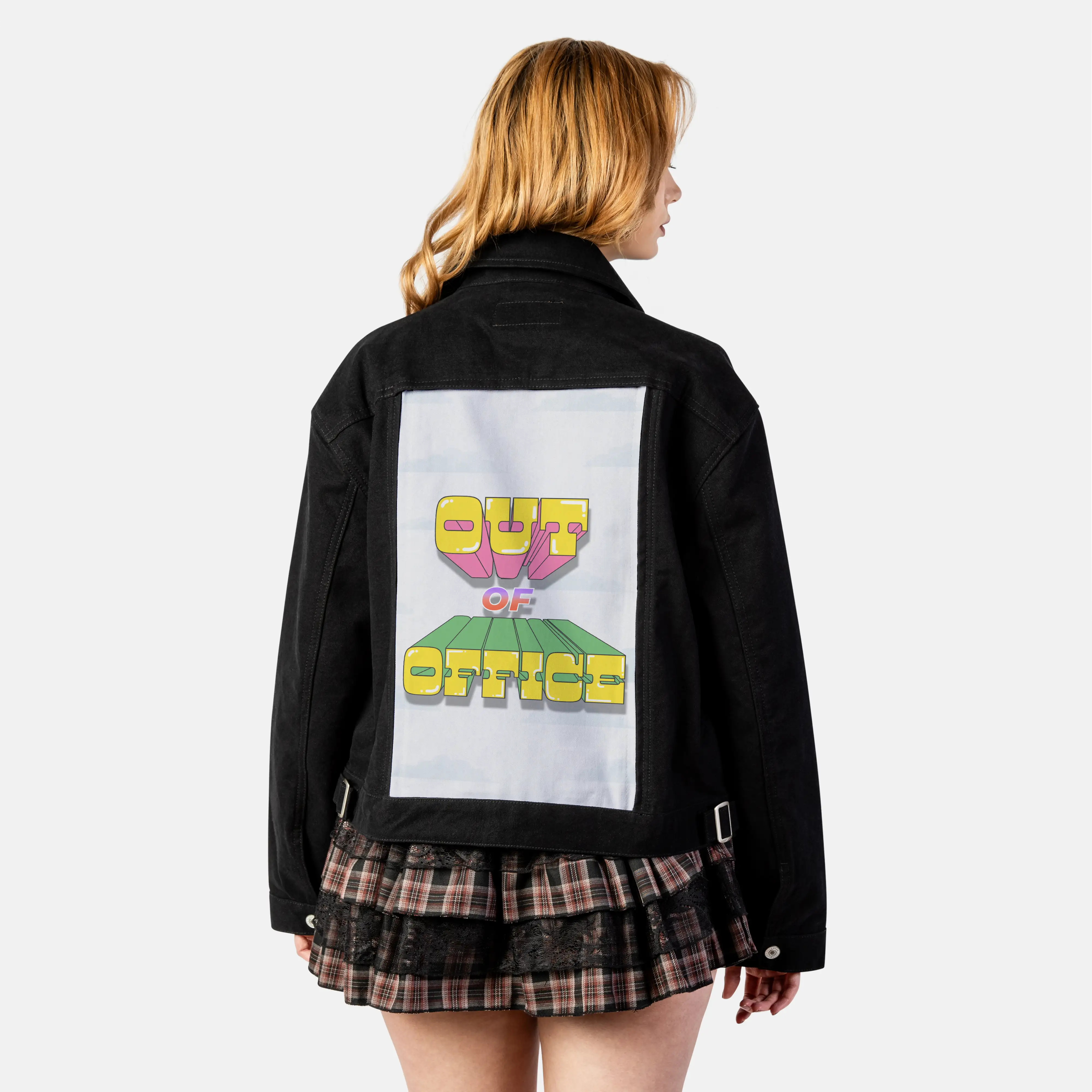 outofoffice patch on female atelier canvas jacket in nightfall