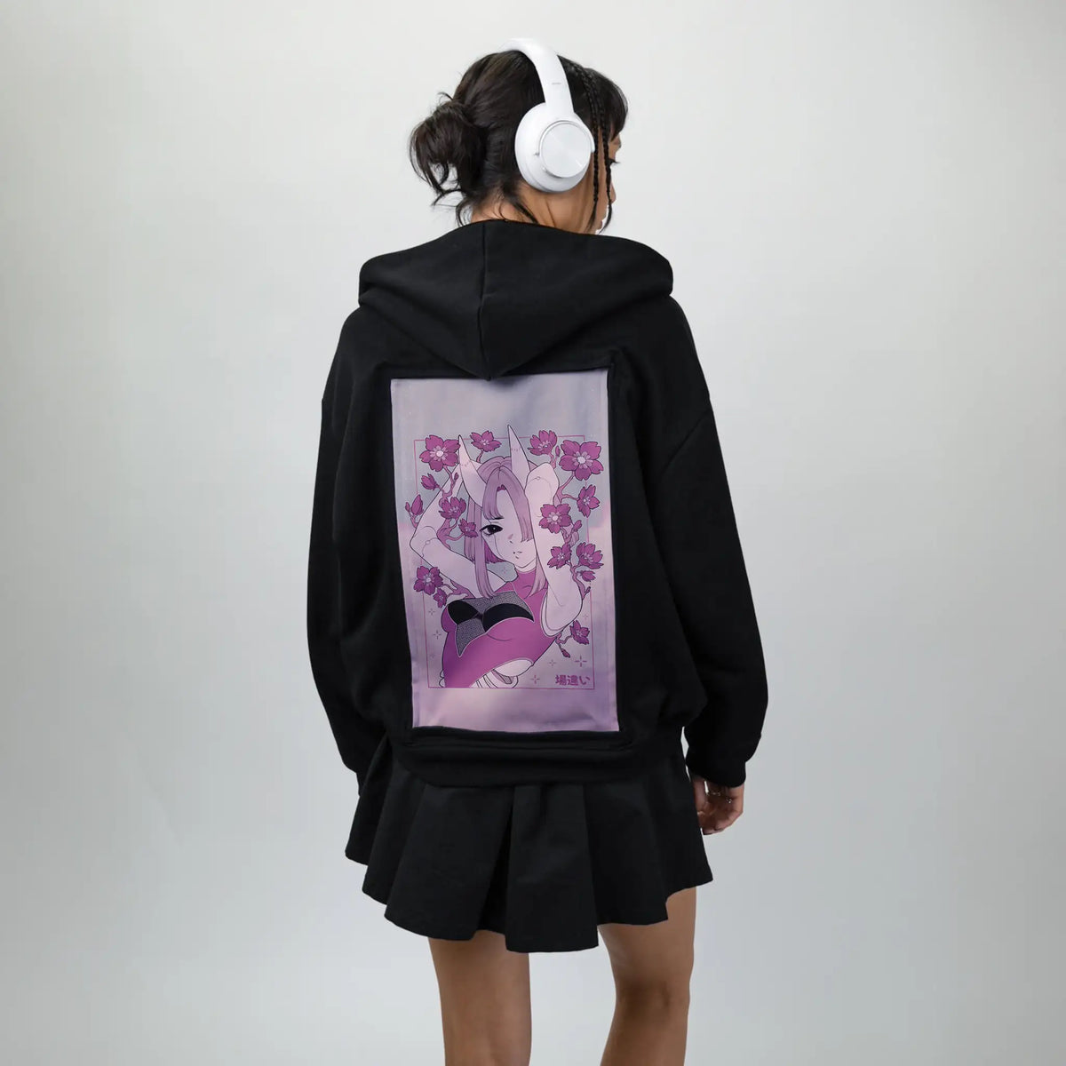 outofplace patch on female essential zip hoodie in after hours