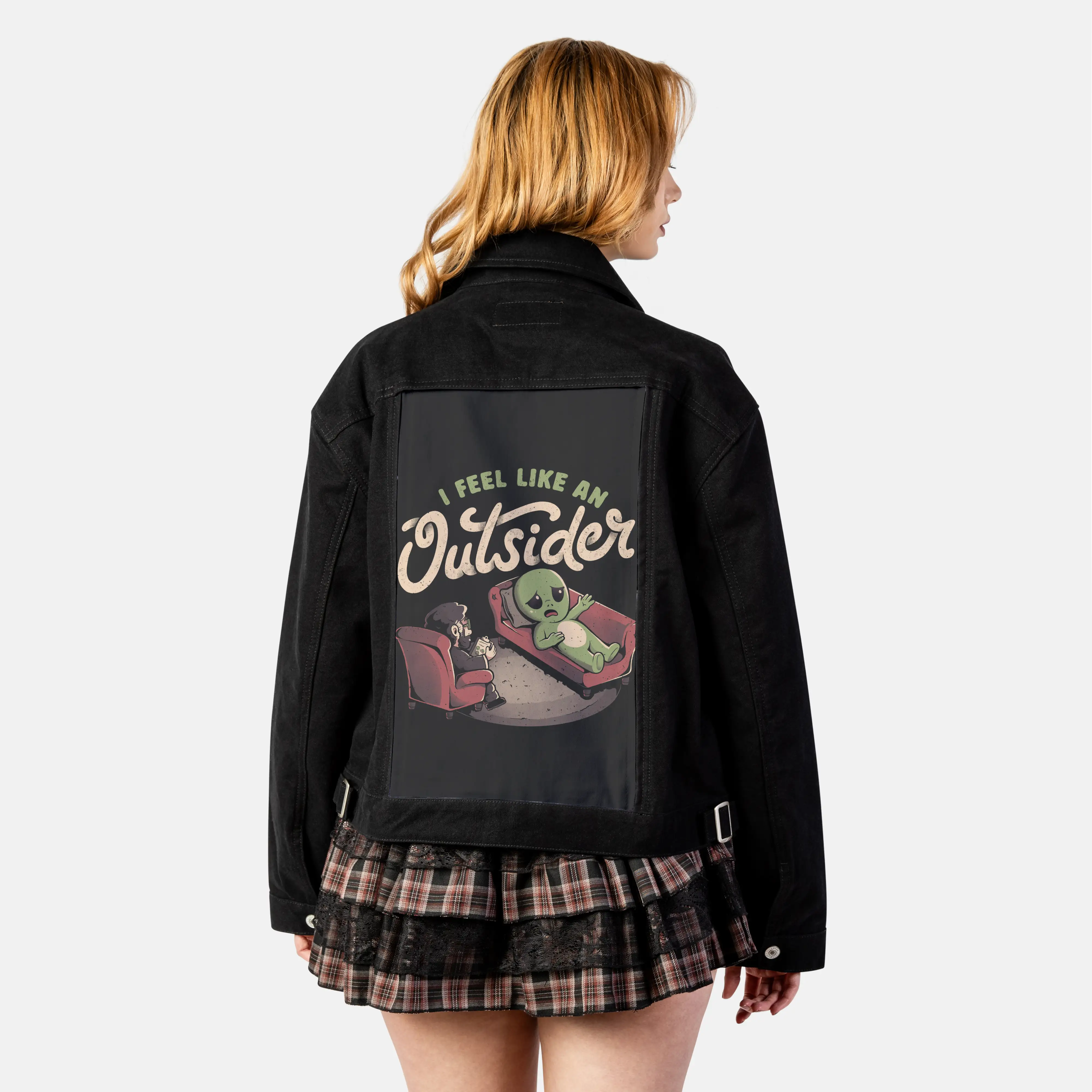 outsiderfeels patch on female atelier canvas jacket in nightfall