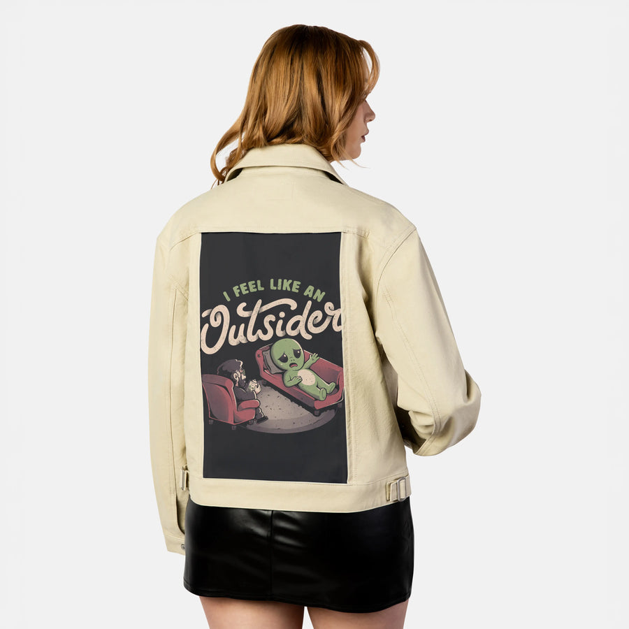 outsiderfeels patch on female atelier canvas jacket in tan