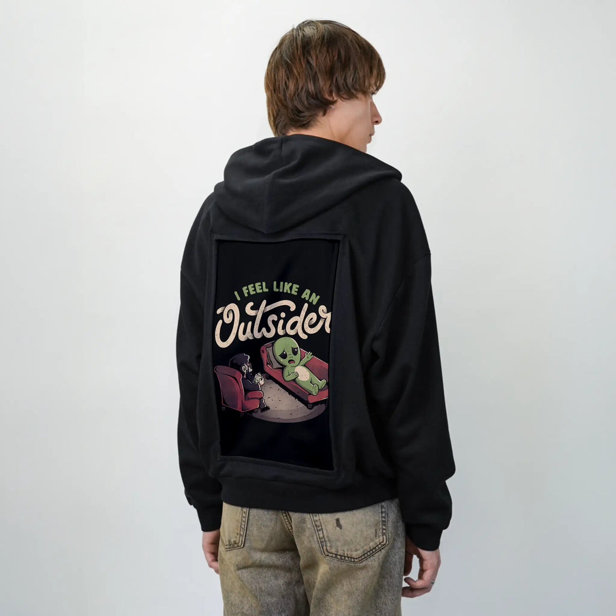 outsiderfeels patch on male essential zip hoodie in after hours