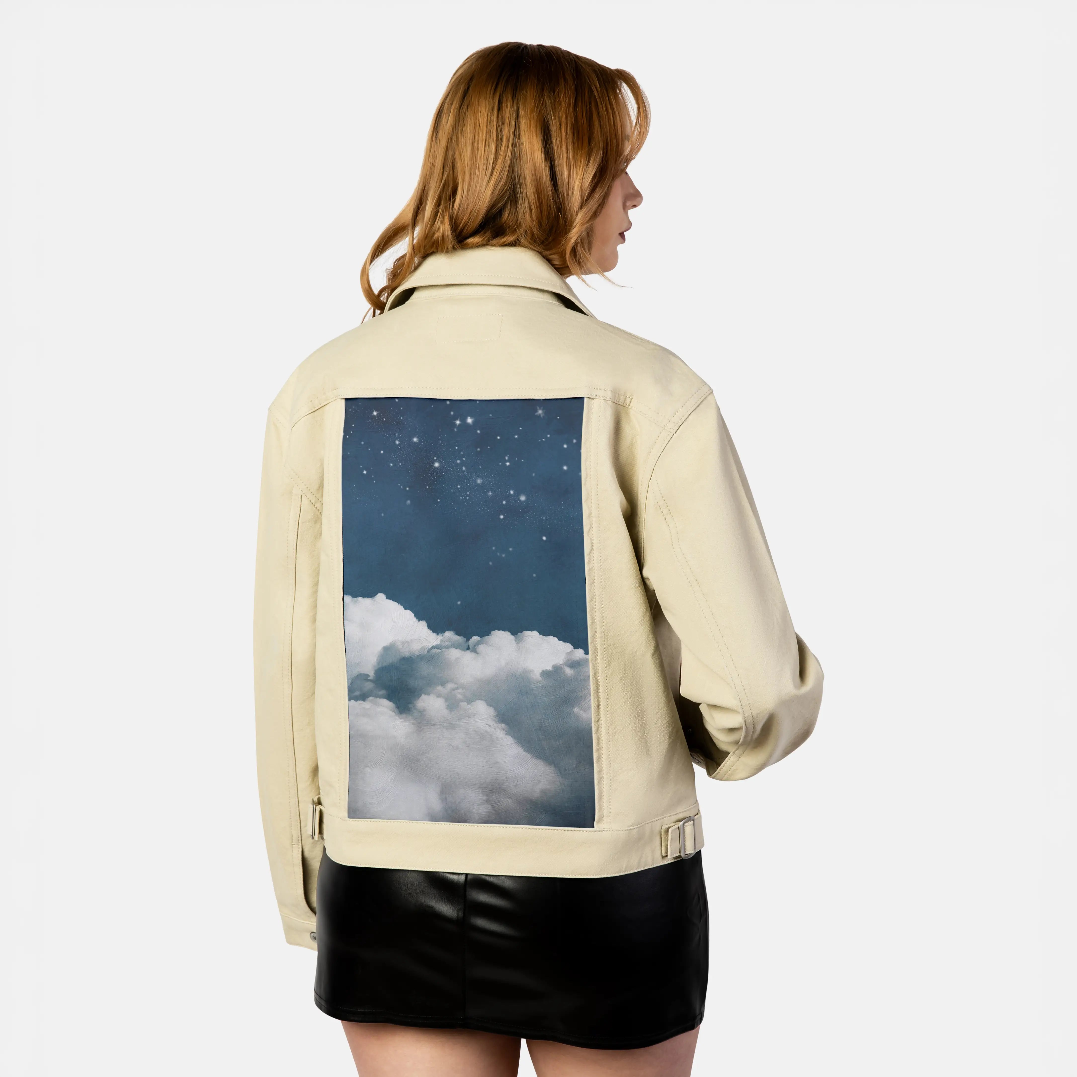 paintedclouds patch on female atelier canvas jacket in tan