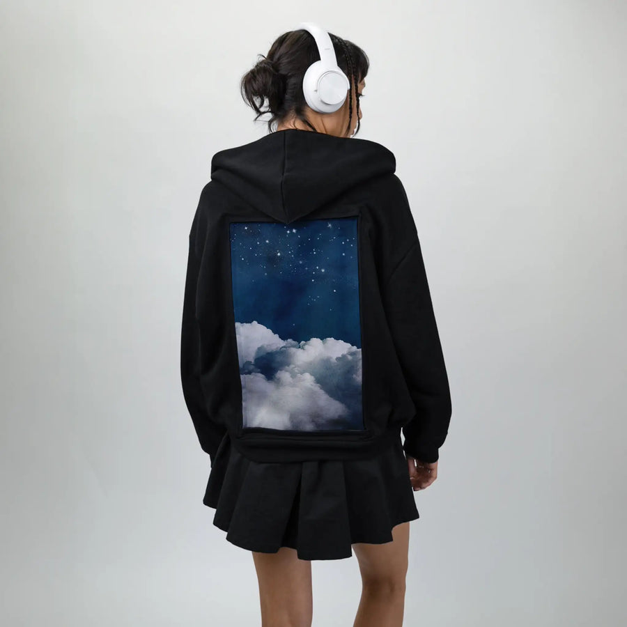 paintedclouds patch on female essential zip hoodie in after hours