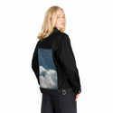paintedclouds patch on female og denim jacket in raven