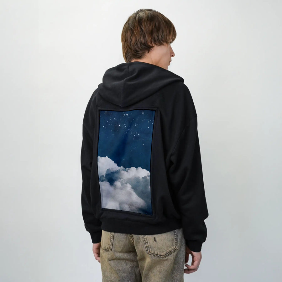 paintedclouds patch on male essential zip hoodie in after hours