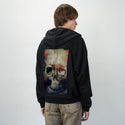 paintedskull patch on male essential zip hoodie in after hours
