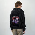 pandamonium patch on male essential zip hoodie in after hours