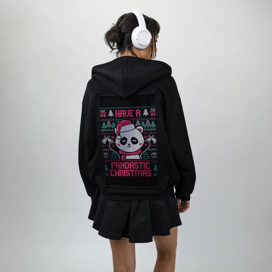 pandasticchristmas patch on female essential zip hoodie in after hours
