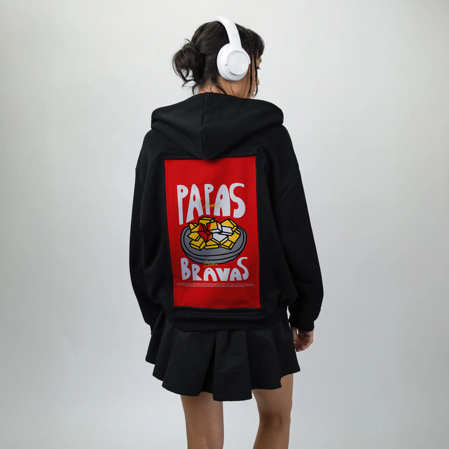 papasbravas patch on female essential zip hoodie in after hours