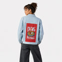 papasbravas patch on female og denim jacket in oceanside