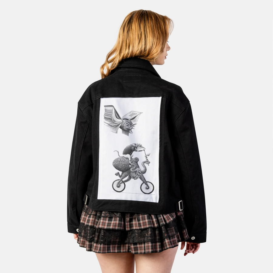 paperchase patch on female atelier canvas jacket in nightfall