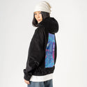 paperplanecity patch on female retro cord hoodie in onyx
