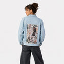 parrotsparadiselight patch on female og denim jacket in oceanside