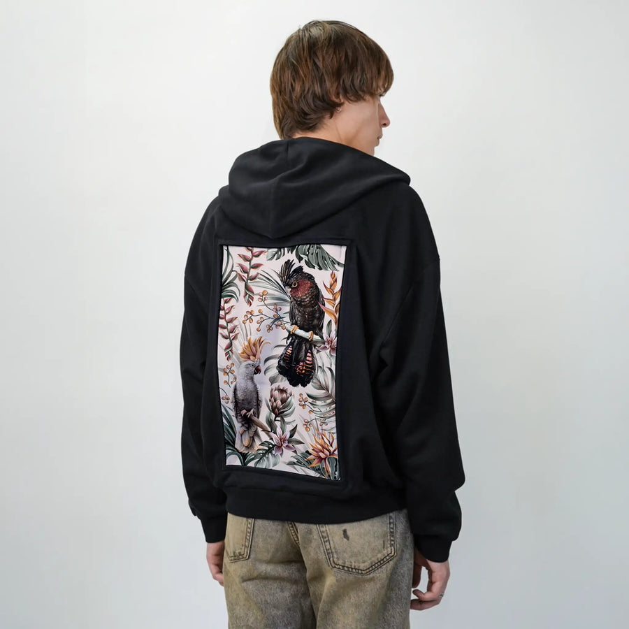 parrotsparadiselight patch on male essential zip hoodie in after hours