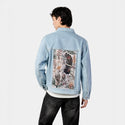 parrotsparadiselight patch on male og denim jacket in oceanside