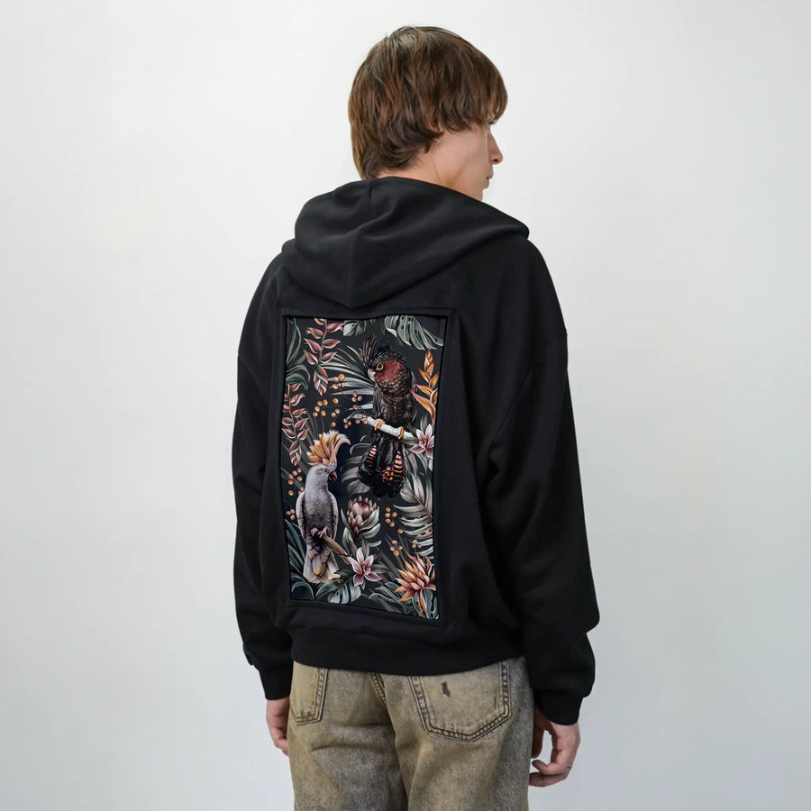 parrotsparadisenight patch on male essential zip hoodie in after hours