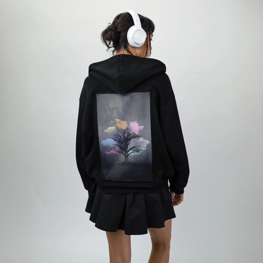 pastelcloudsoftreefantasy patch on female essential zip hoodie in after hours