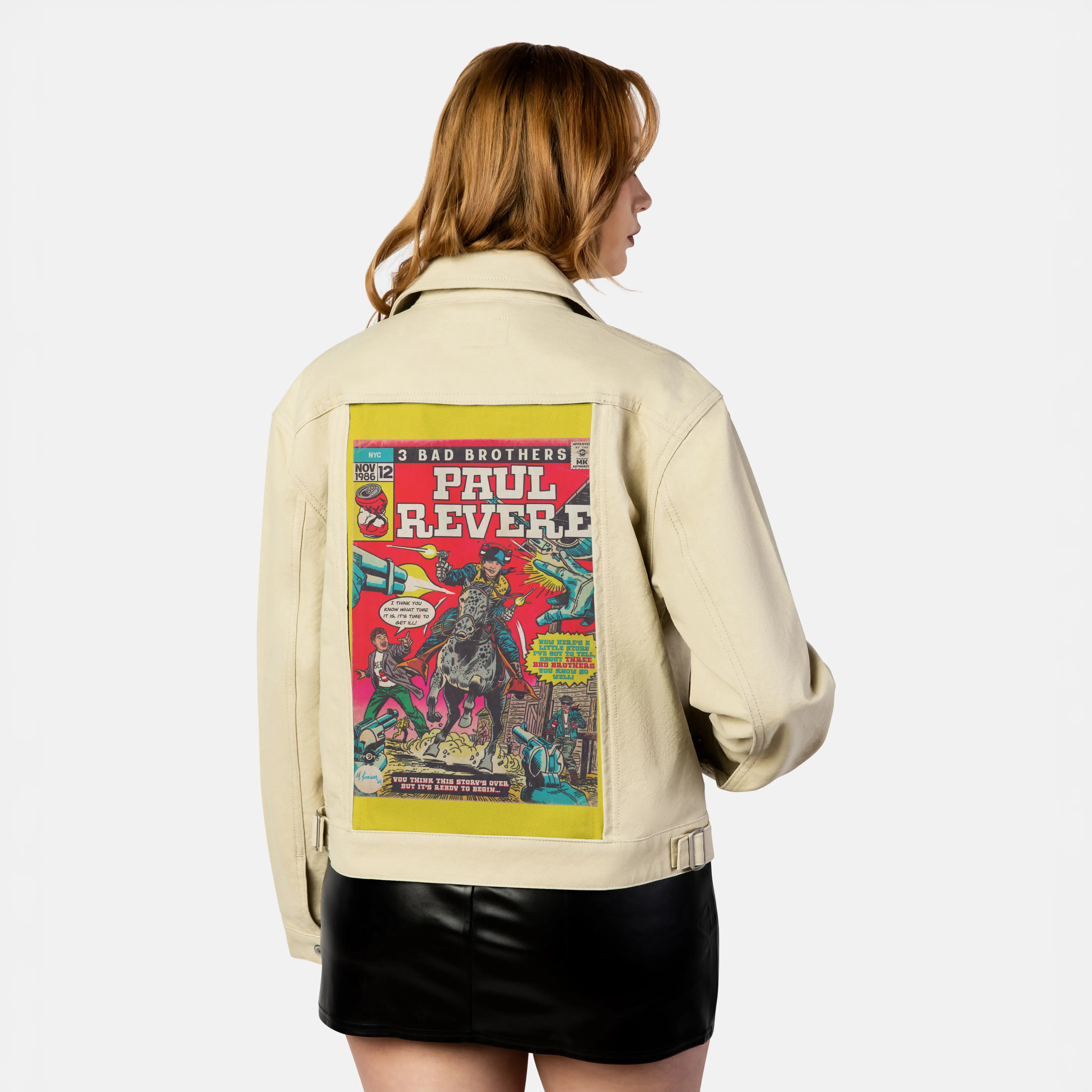 paulrevere patch on female atelier canvas jacket in tan