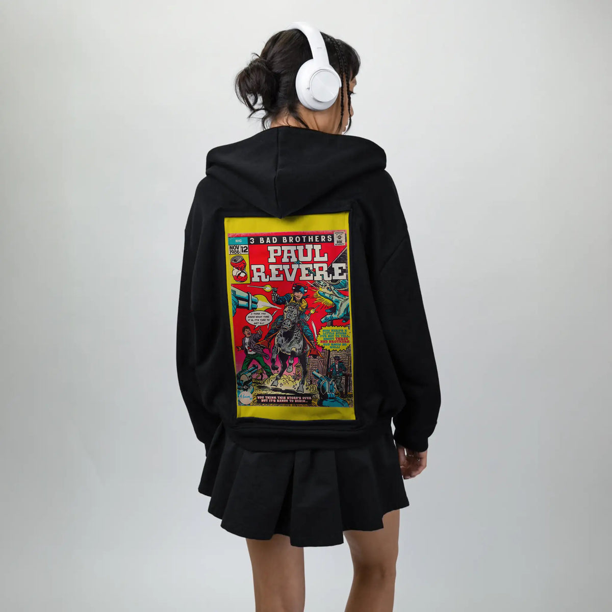 paulrevere patch on female essential zip hoodie in after hours