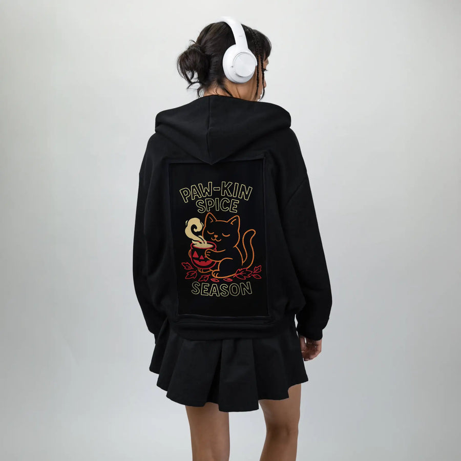 pawkinspice patch on female essential zip hoodie in after hours