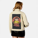 pawsoffury patch on female atelier canvas jacket in tan