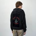 peaceatdeath patch on male essential zip hoodie in after hours