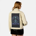 peaceonlyatdeath patch on female atelier canvas jacket in tan