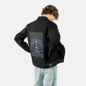 peaceonlyatdeath patch on male og denim jacket in raven