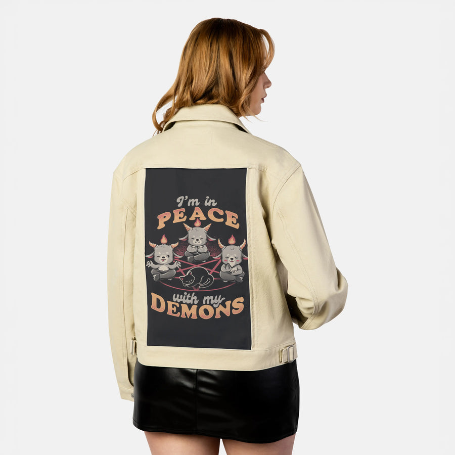 peacewithmydemons patch on female atelier canvas jacket in tan