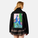 peacocks patch on female atelier canvas jacket in nightfall