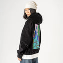 peacocks patch on female retro cord hoodie in onyx
