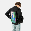 peacocks patch on male og denim jacket in raven