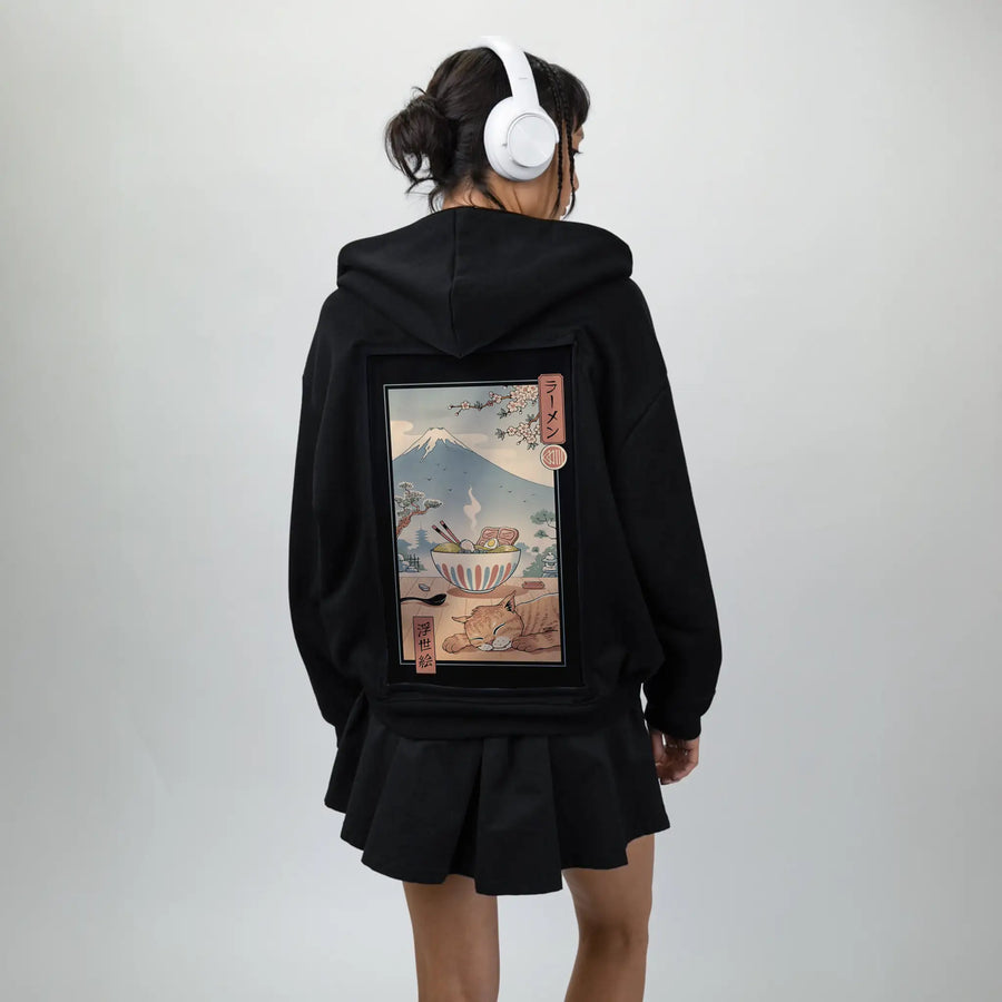 perfectramenweather patch on female essential zip hoodie in after hours