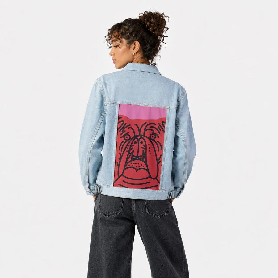 perrorojo patch on female og denim jacket in oceanside