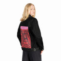 perrorojo patch on female og denim jacket in raven