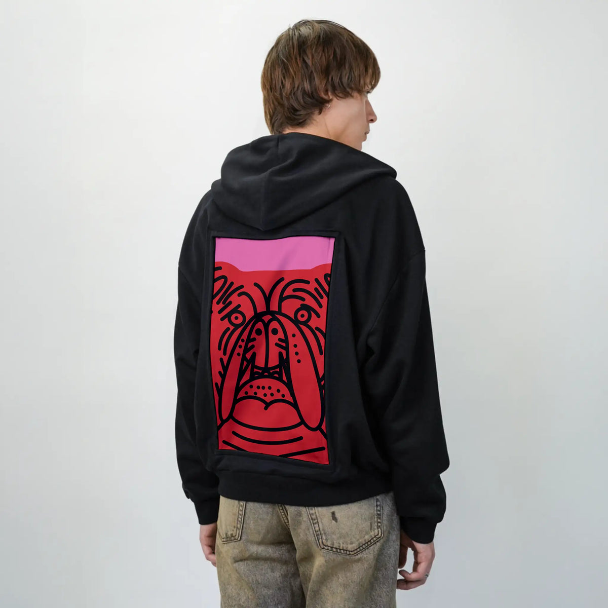 perrorojo patch on male essential zip hoodie in after hours
