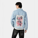 personal patch on male og denim jacket in oceanside