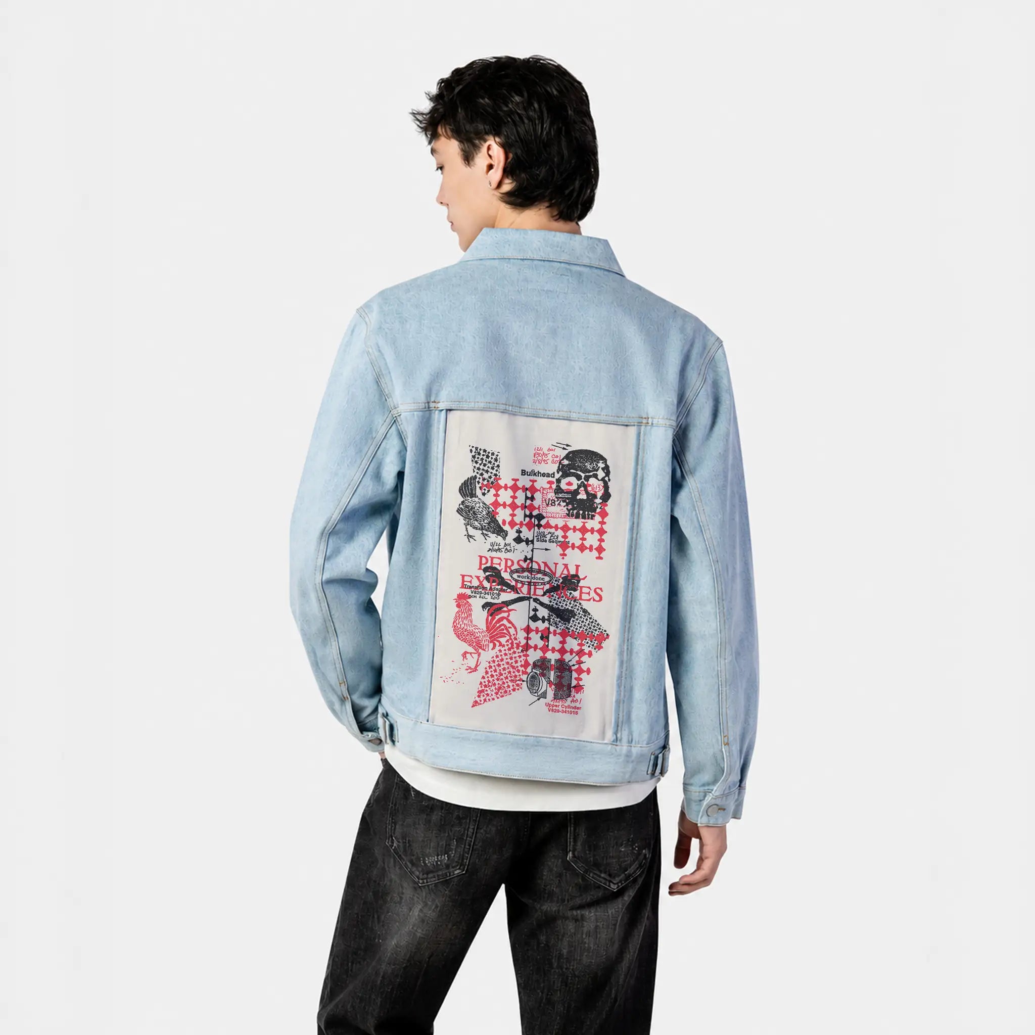 personal patch on male og denim jacket in oceanside