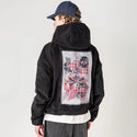 personal patch on male retro cord hoodie in onyx