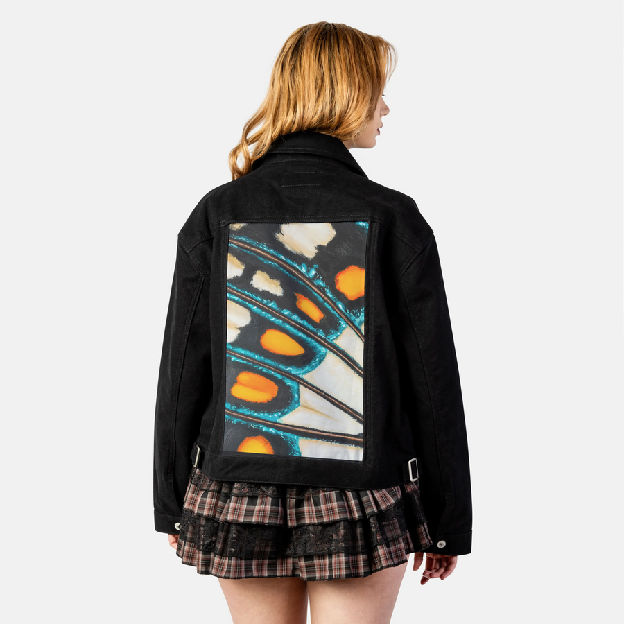 petallation patch on female atelier canvas jacket in nightfall